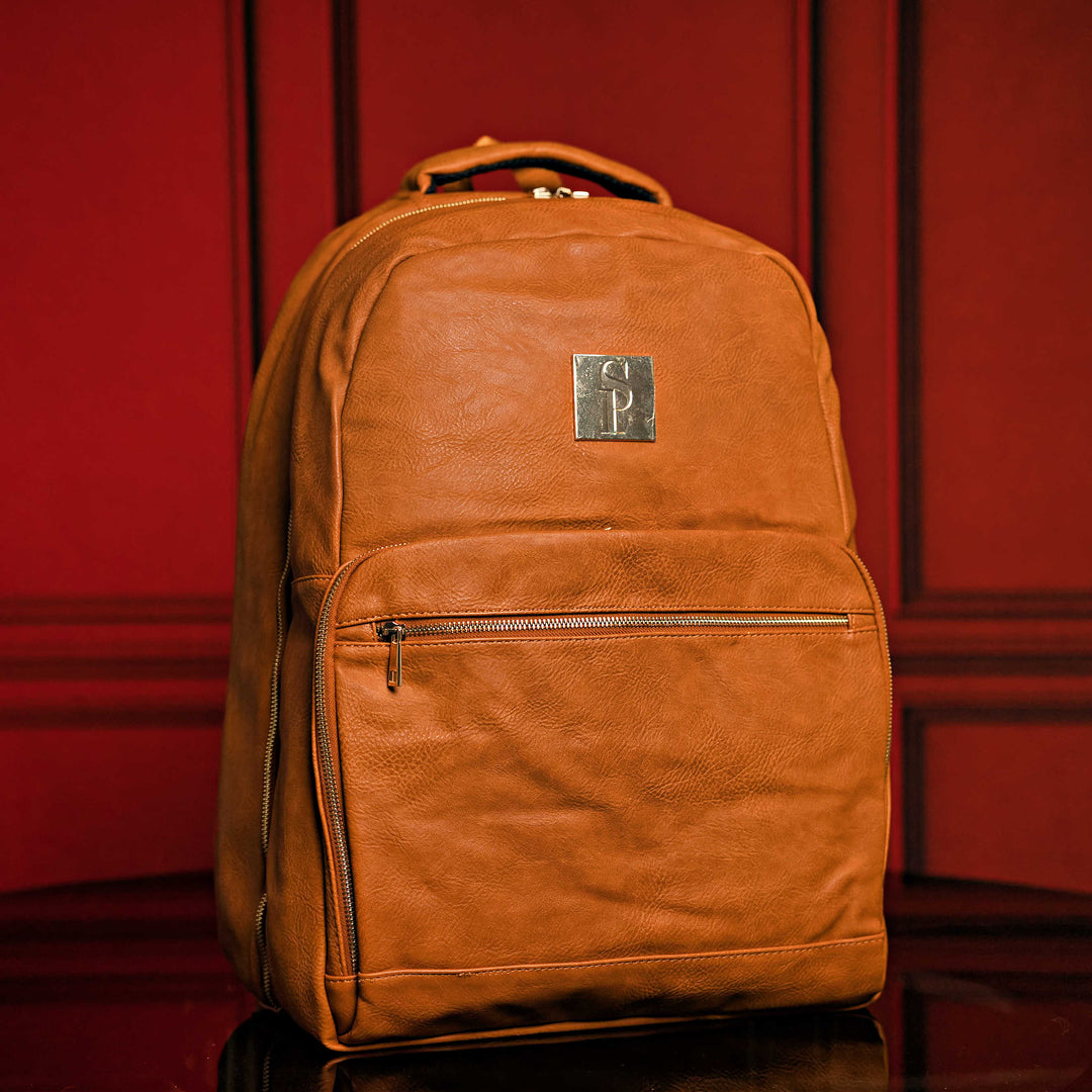 Sole Premise Brown Tumbled Leather Daily Commuter Backpack