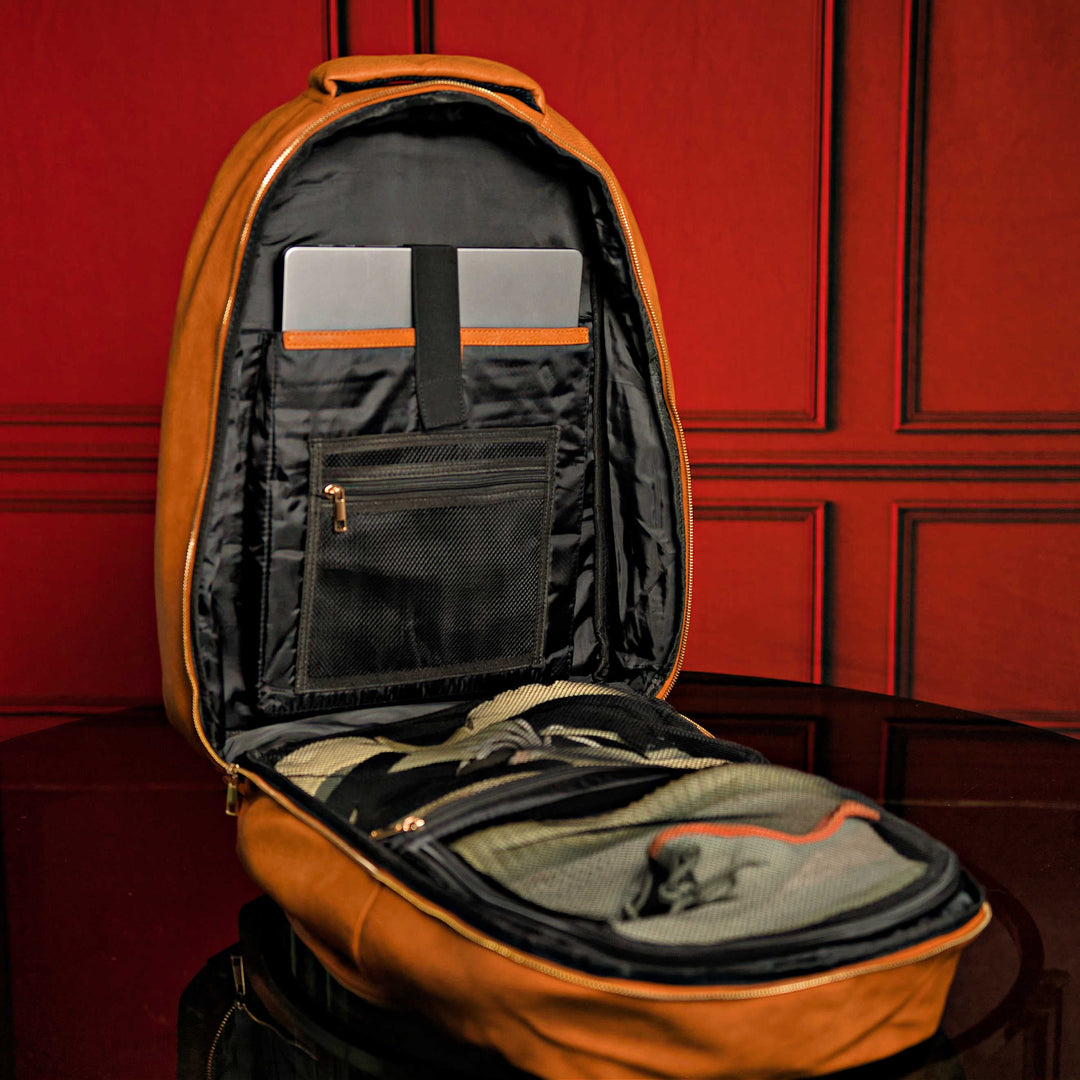 Sole Premise Brown Tumbled Leather Daily Commuter Backpack