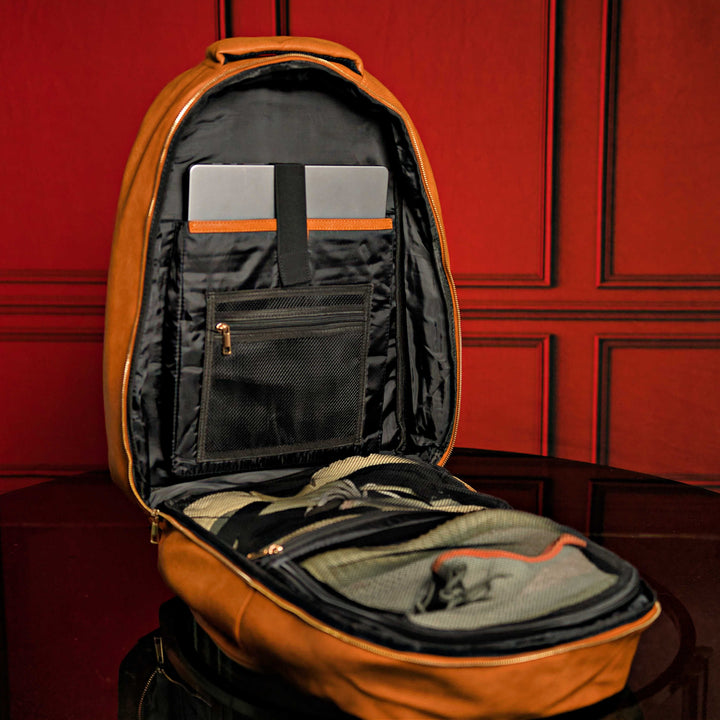 Sole Premise Brown Tumbled Leather Daily Commuter Backpack