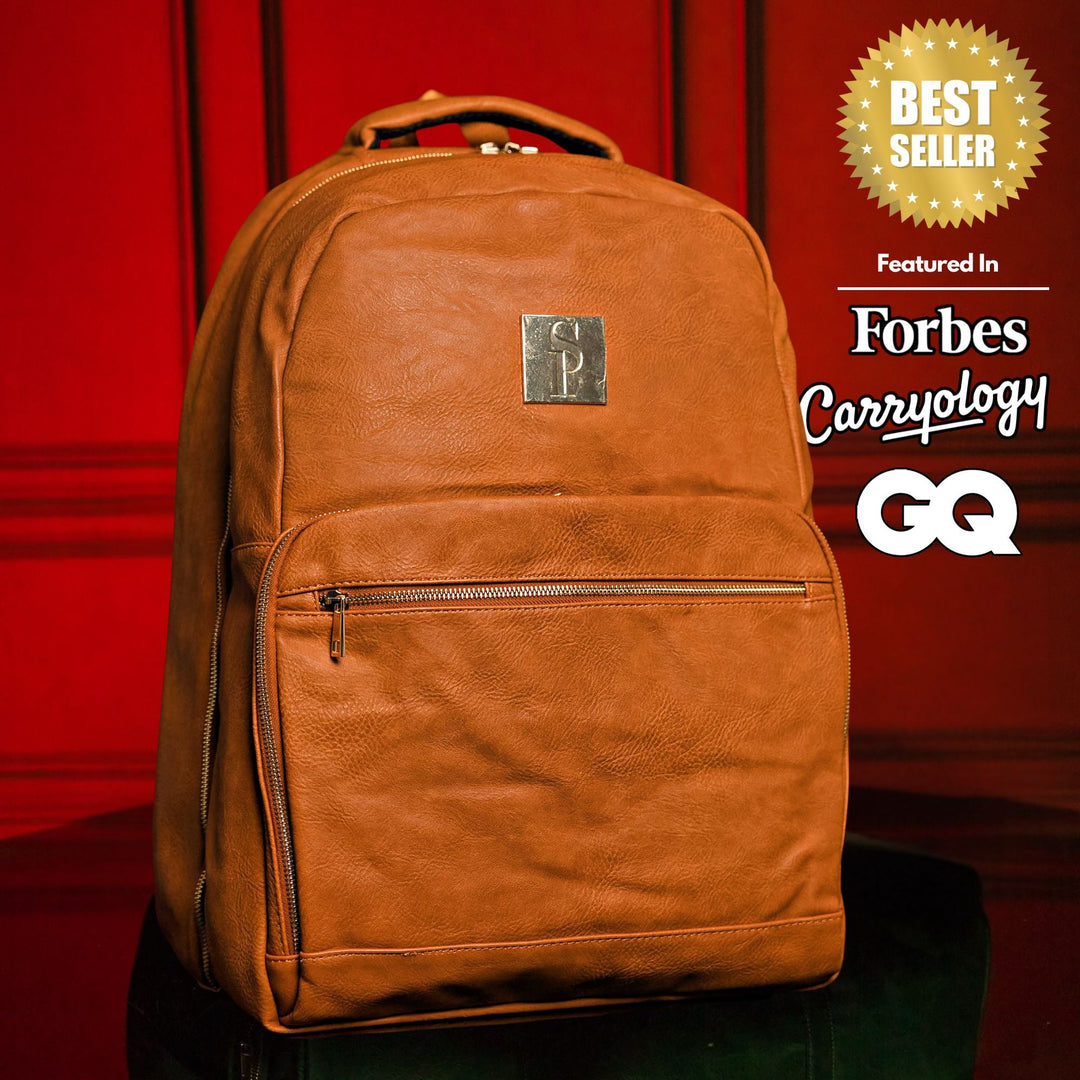 Sole Premise Brown Tumbled Leather Daily Commuter Backpack
