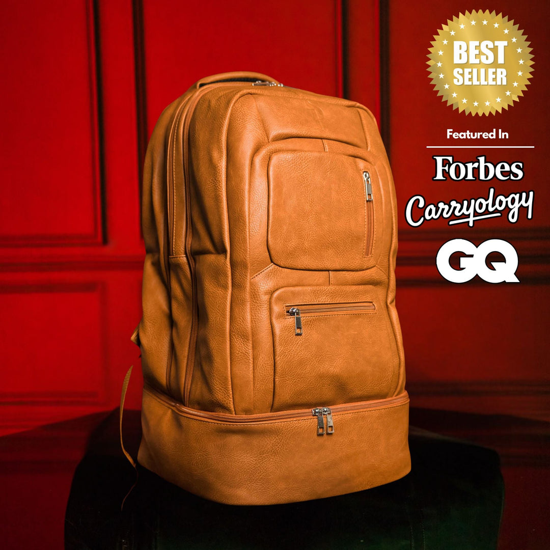 Sole Premise Brown Leather Luxury Carry-On Bag Patented Signature Design