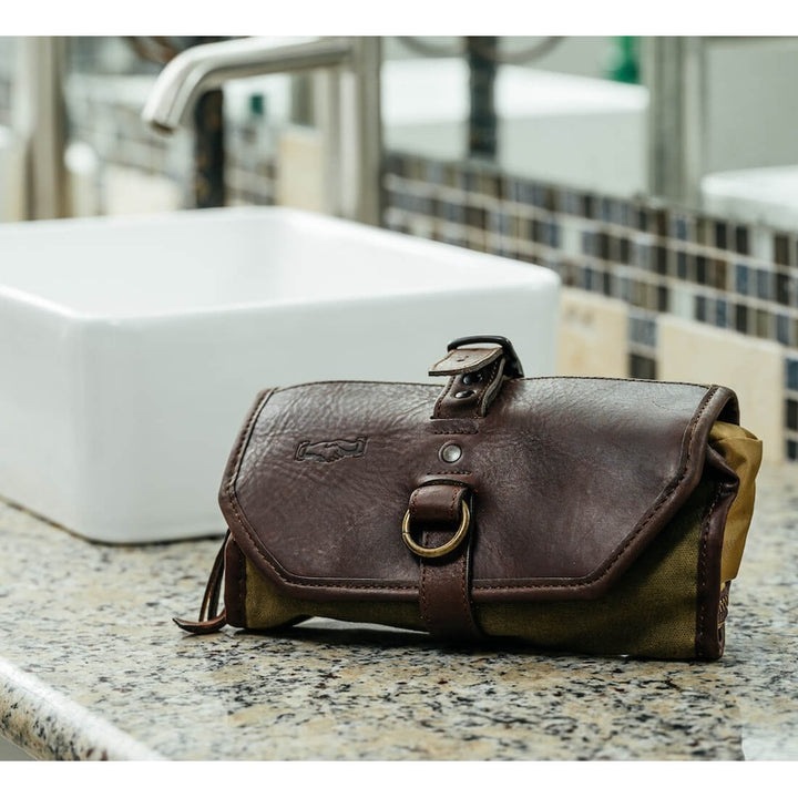 Campaign Waxed Canvas Roll-Up Toiletry Shave Kit
