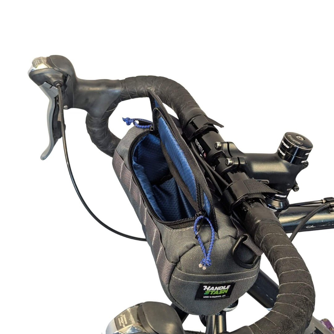 HandleStash Handlebar Bag - Charcoal & Blue Burrito