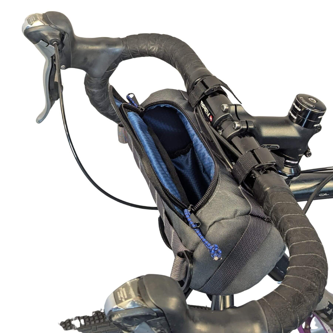 HandleStash Handlebar Bag - Charcoal & Blue Burrito