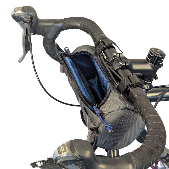 HandleStash Handlebar Bag - Charcoal & Blue Burrito