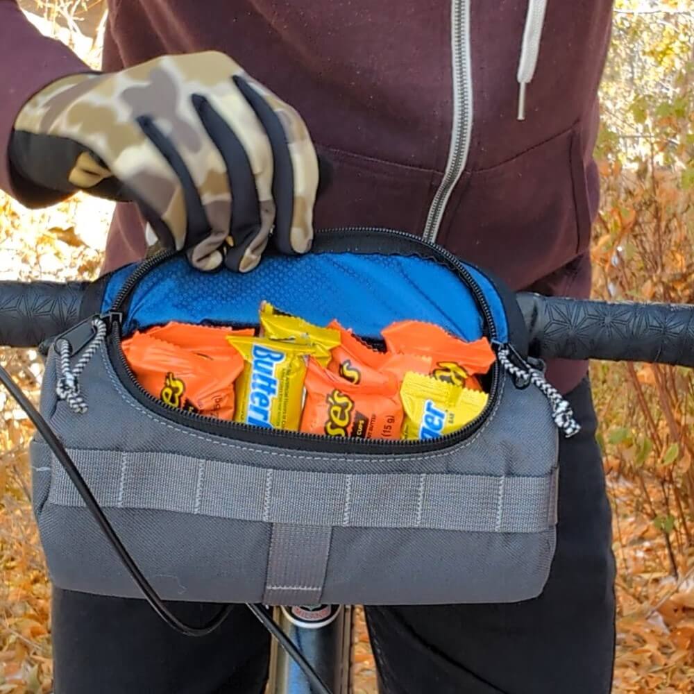 HandleStash Handlebar Bag - Charcoal & Blue Burrito