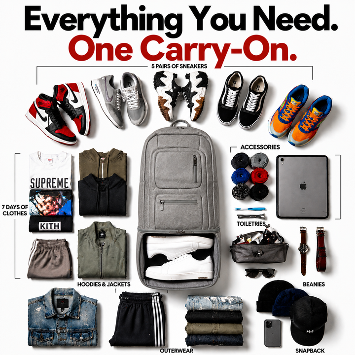 Sole Premise Grey Leather Luxury Carry-On Backpack (Patented Signature Design)