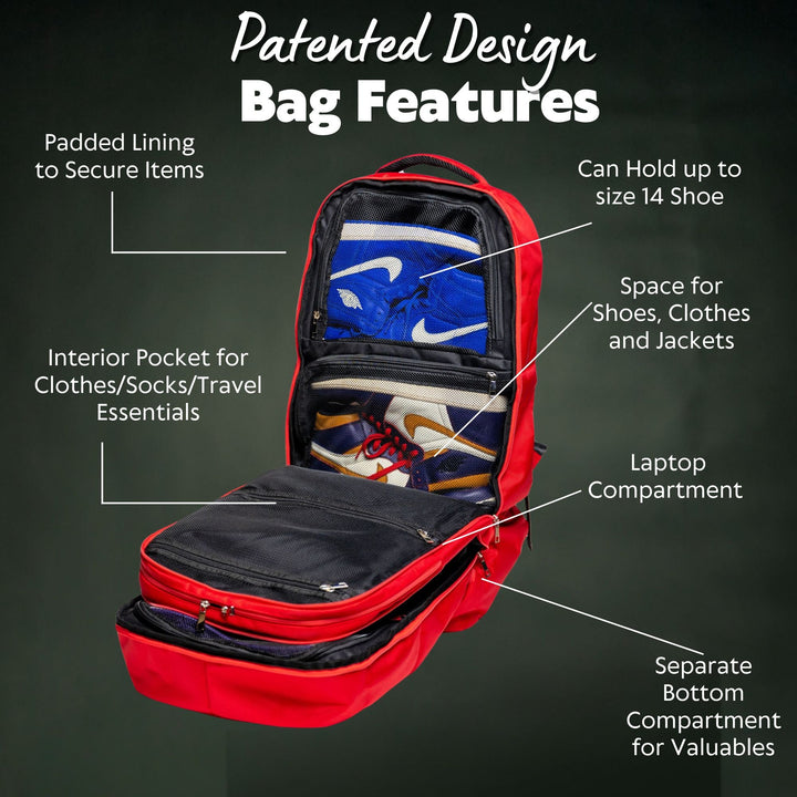 Sole Premise Red Leather Luxury Carry-On Backpack Patented Signature Design