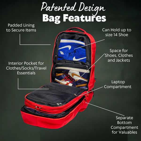 Sole Premise Red Polyester Carry-On Bag Patented Signature Design