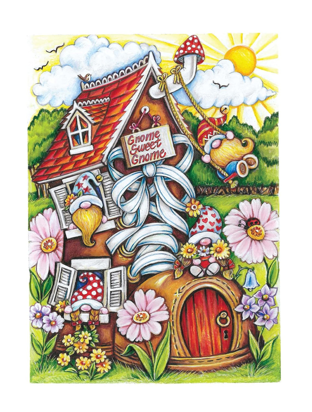Creative Haven Gnome Sweet Gnome Coloring Book Spiral Bound