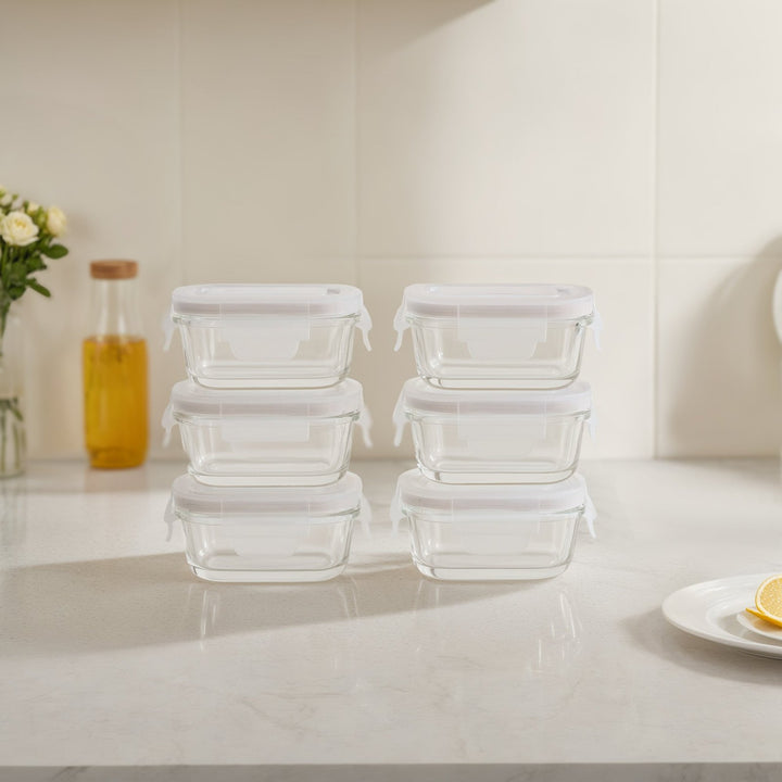 Mini Glass Container Set - Rectangular Vanilla