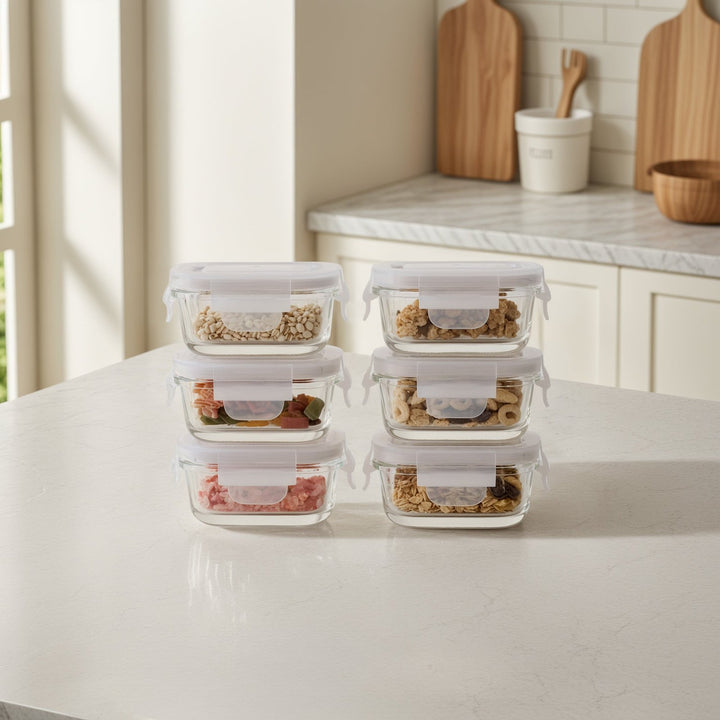 Mini Glass Container Set - Rectangular Vanilla