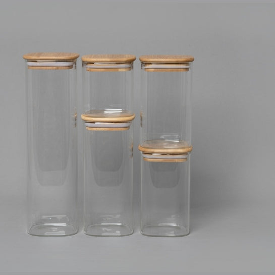 Glass Canister Set & Bamboo Lid