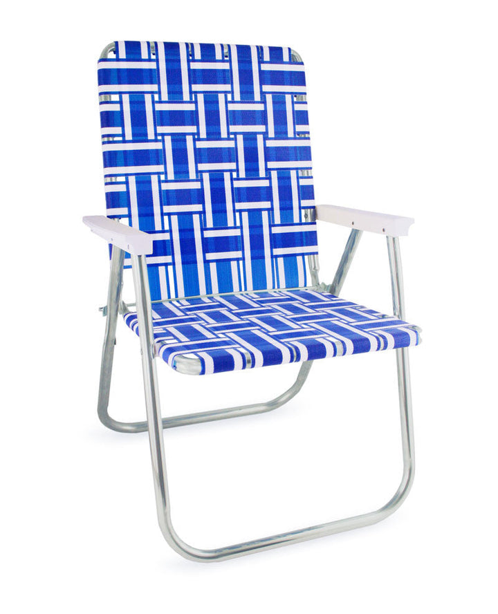 Lawn Chair USA Blue and White Stripe Classic Lawn Chair