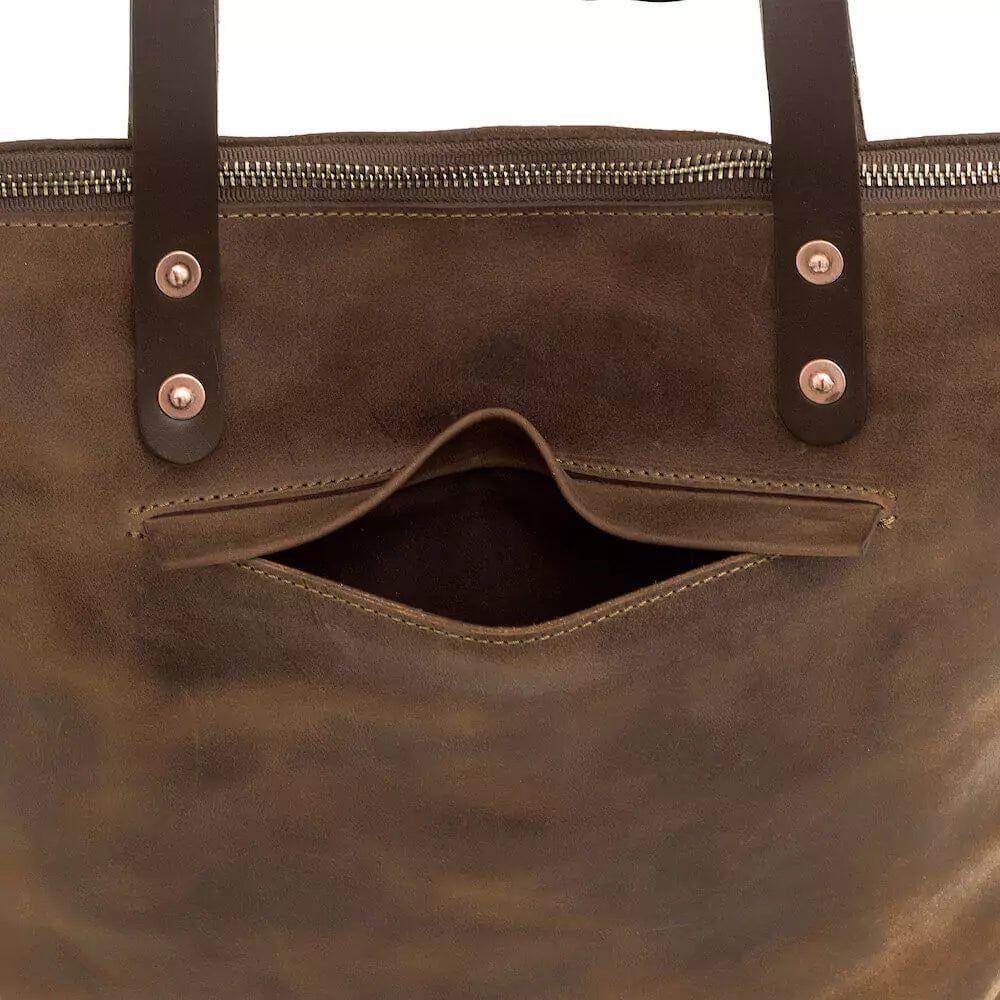 Eden LARGE Leather Tote Bag - Zippered