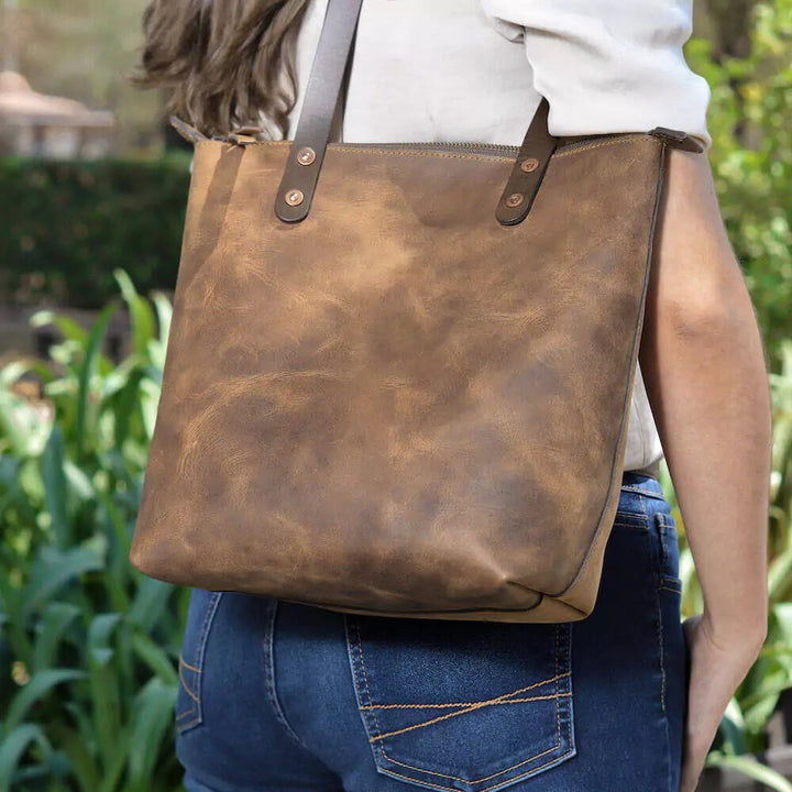 Eden SMALL Leather Tote Bag - Zippered