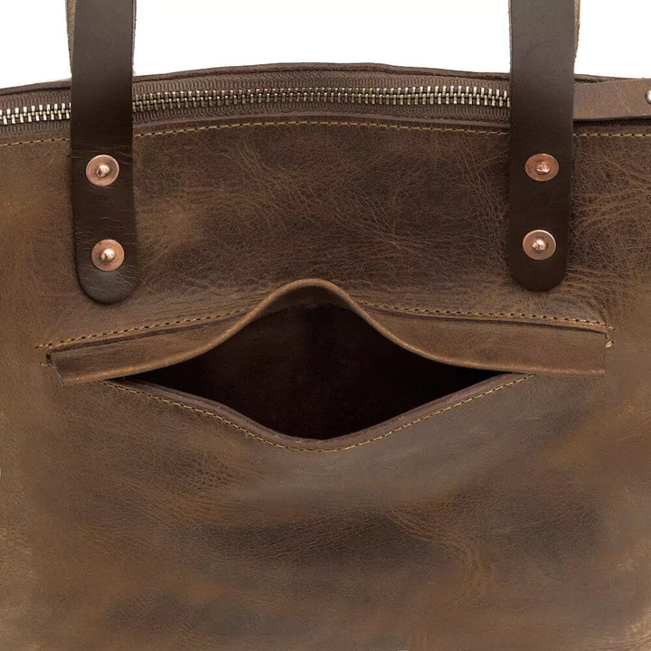 Eden SMALL Leather Tote Bag - Zippered