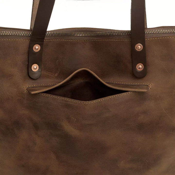 Eden OVERSIZED Leather Tote Bag - Zippered