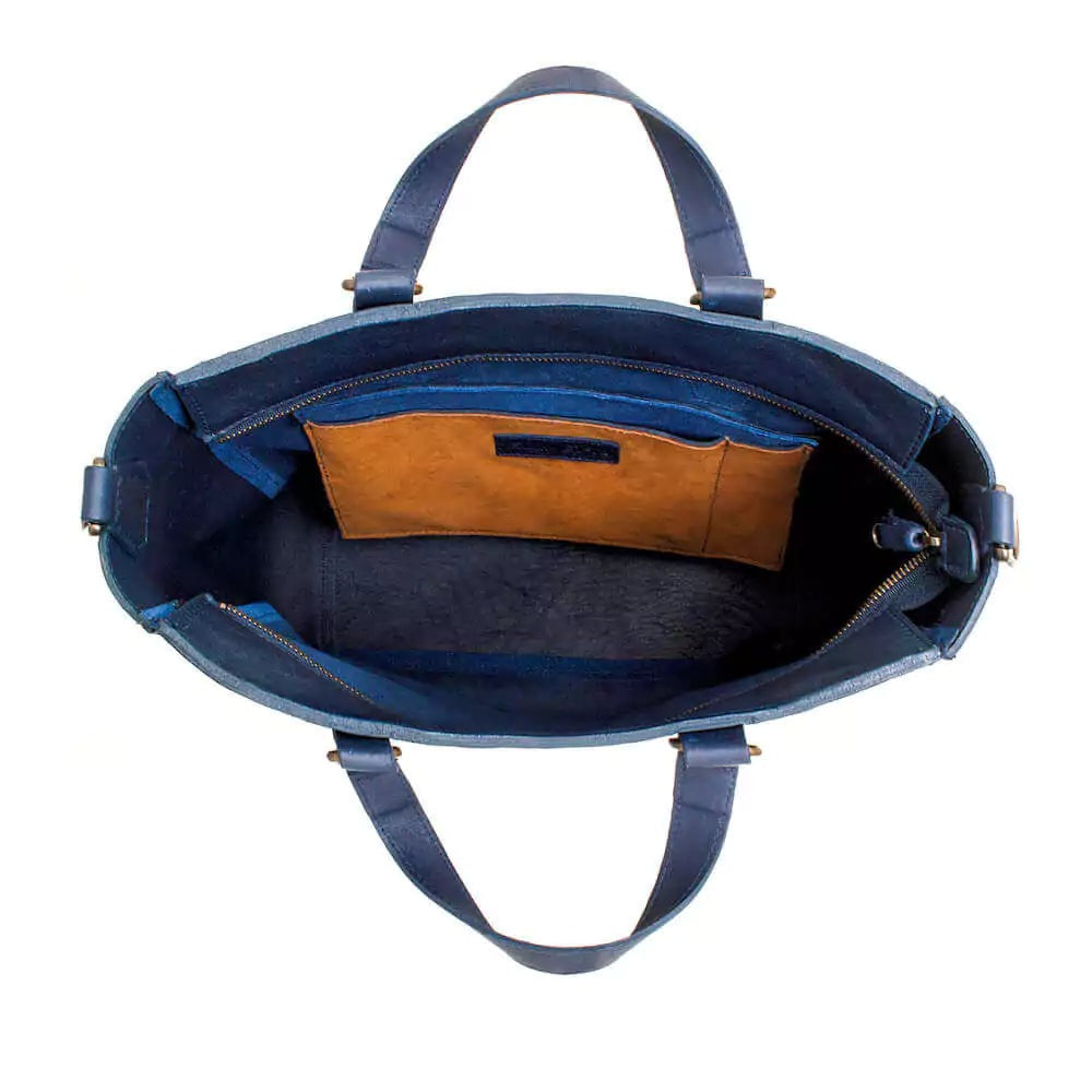 Ellington Leather Market Tote with Zippered Pouch