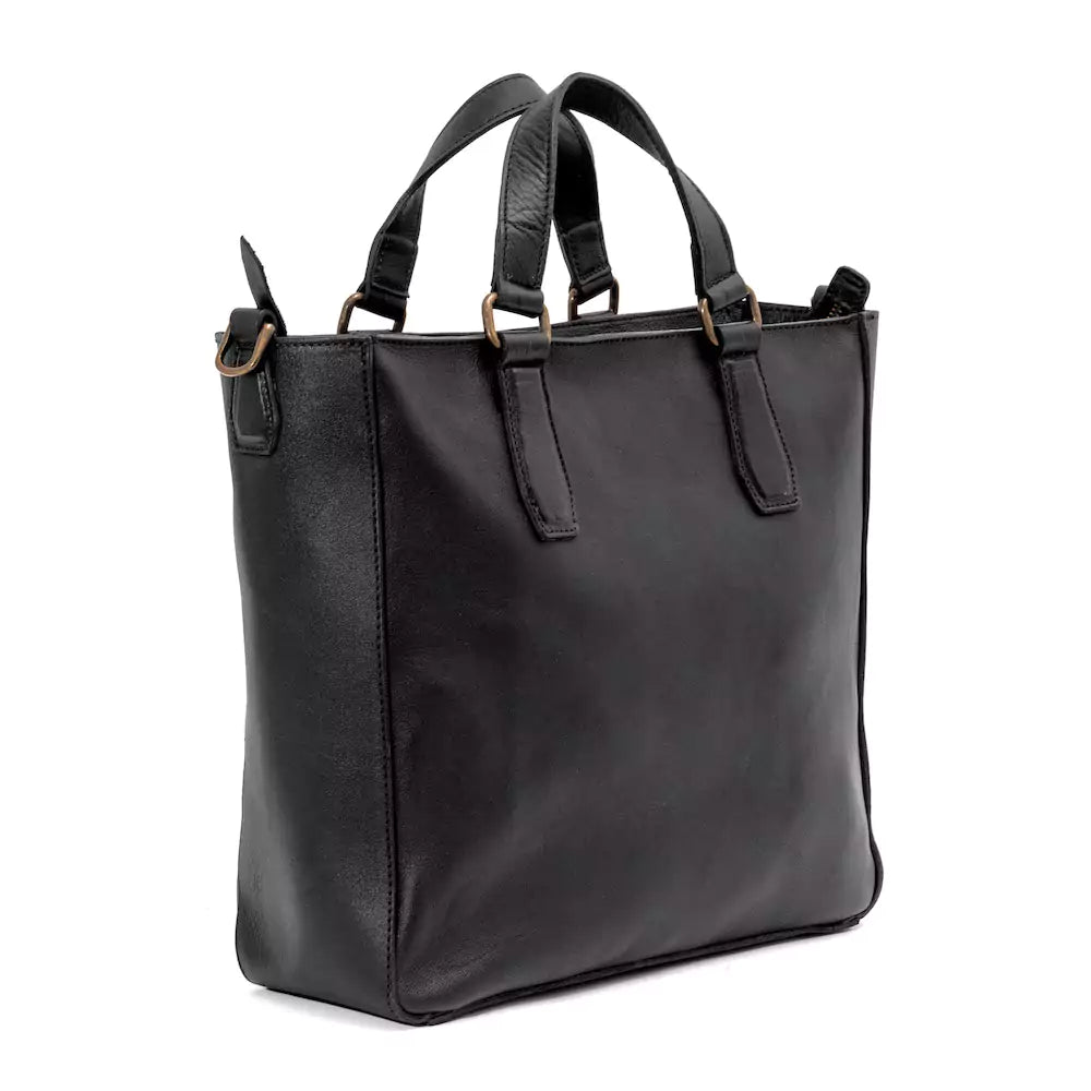 Ellington Leather Market Tote with Zippered Pouch