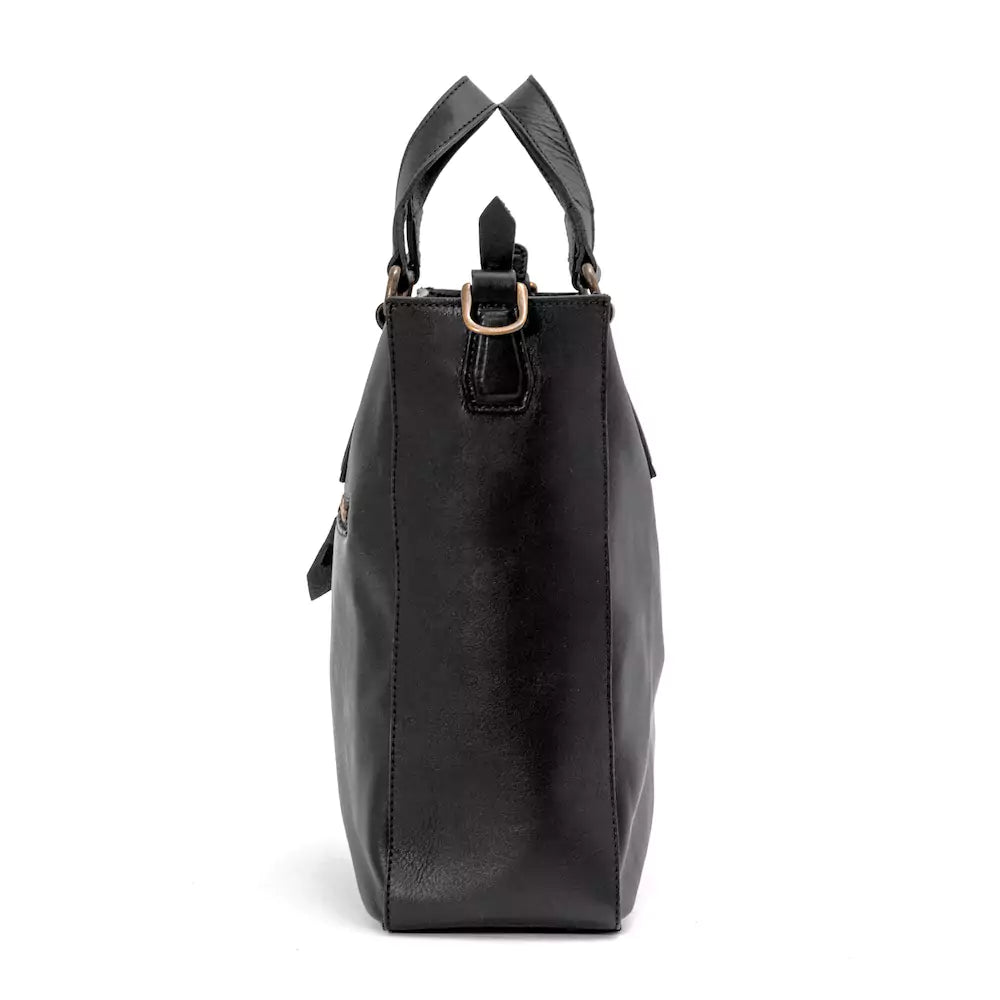 Ellington Leather Market Tote with Zippered Pouch