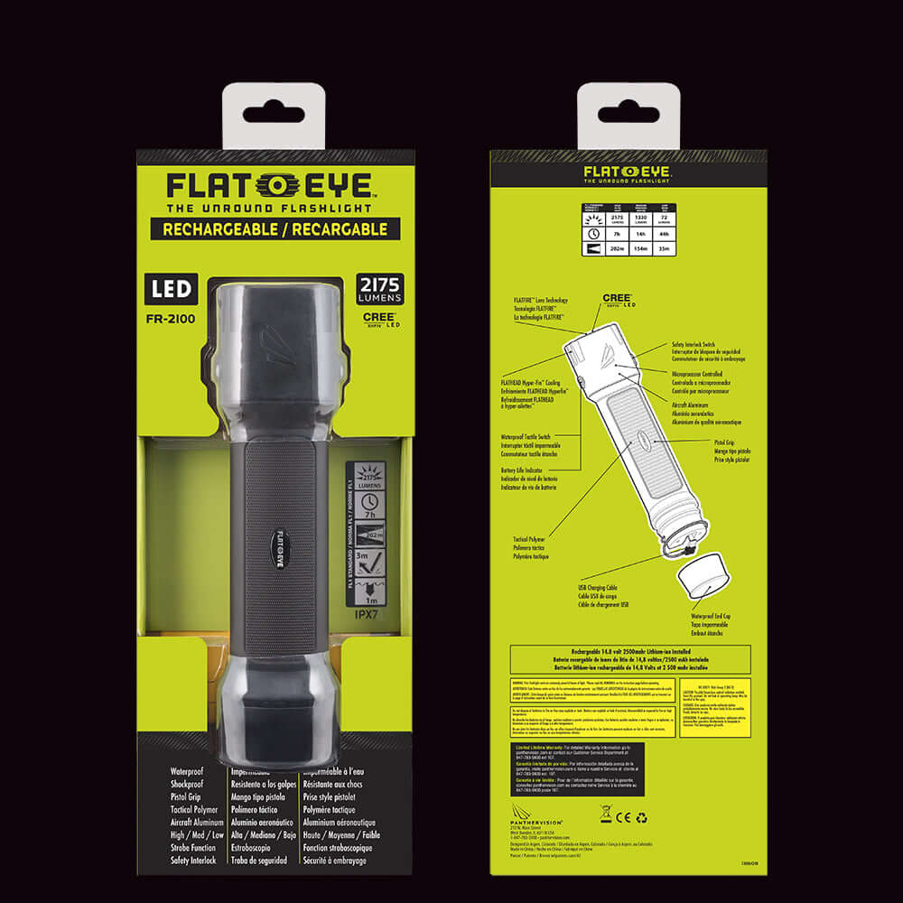 Panther Vision FLATEYE™ Rechargeable FR-2100 Flashlight - 2175 Lumens