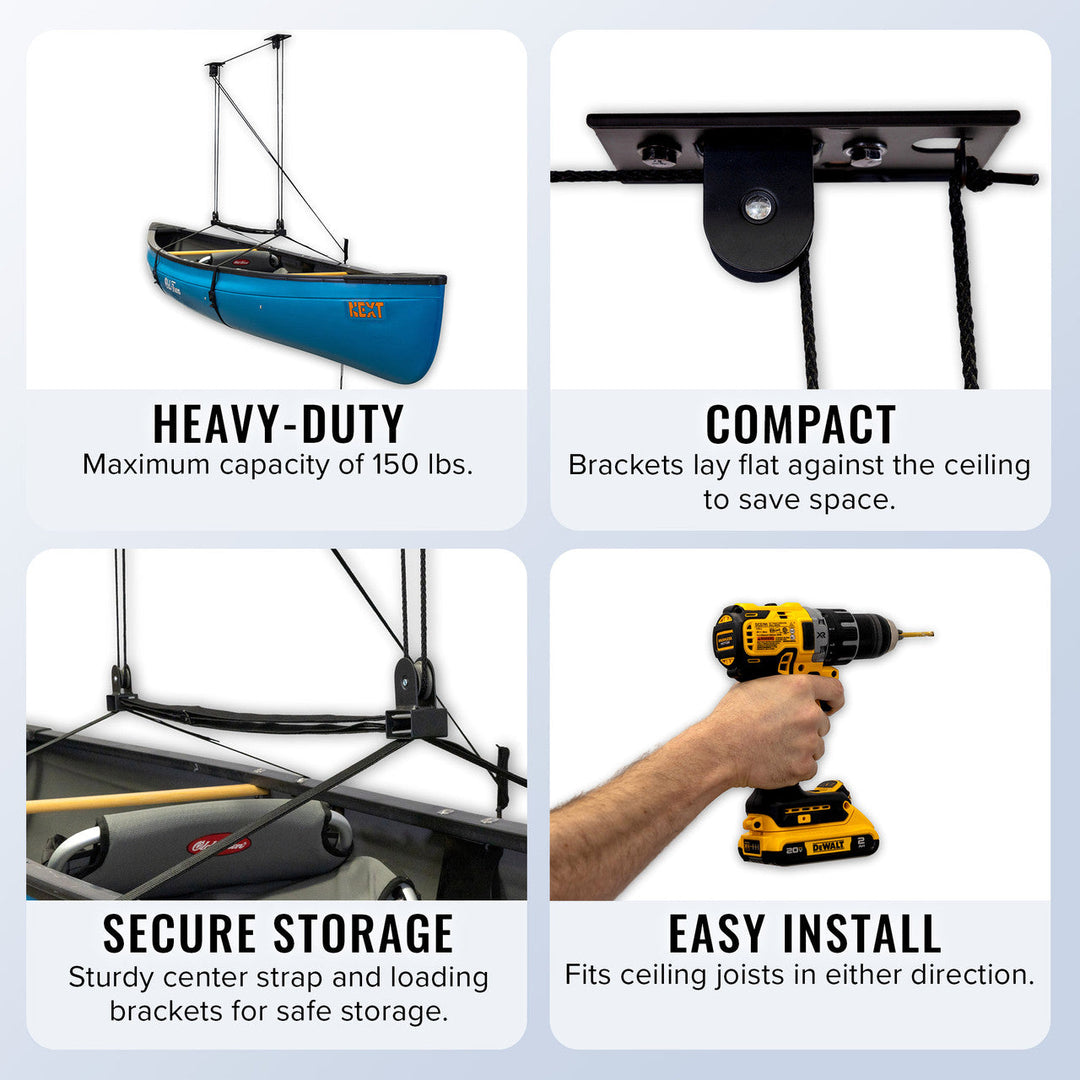 Ceiling Storage Canoe Hoist for 150 lbs