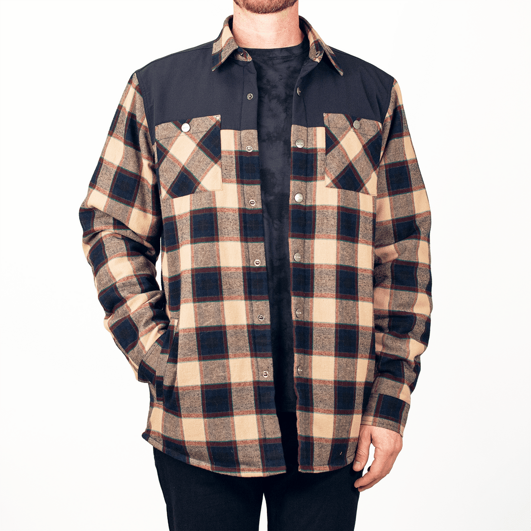 Handup Flannel Jacket - Navy/Tan Plaid