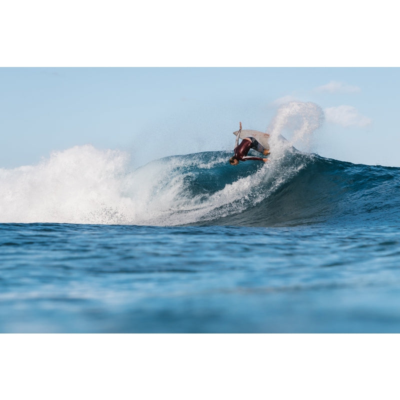 WAIHANA Maroon Carvico Hooded Surf Rash Guard