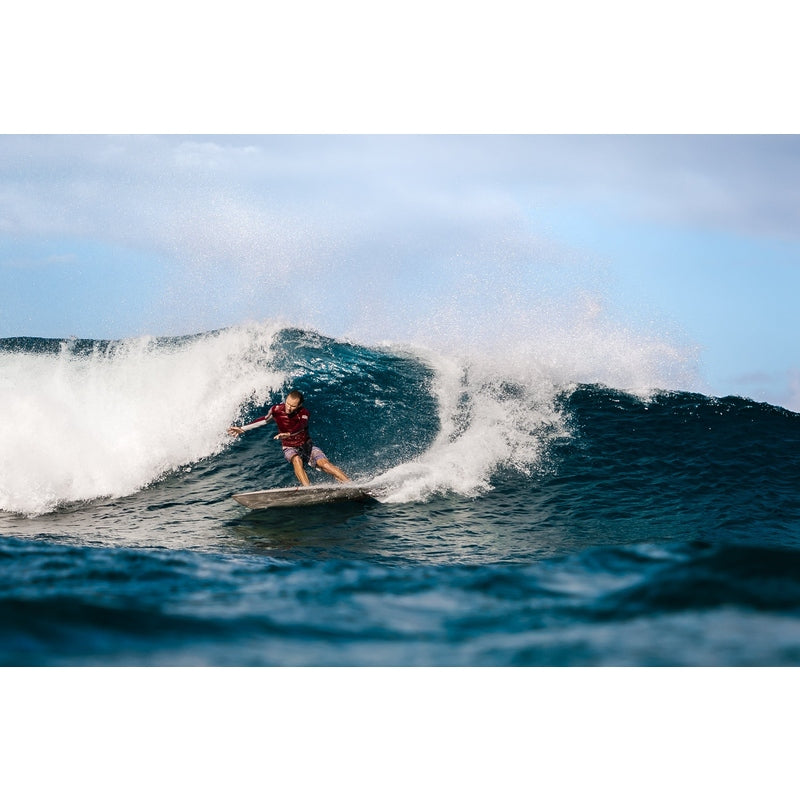 WAIHANA Maroon Carvico Hooded Surf Rash Guard