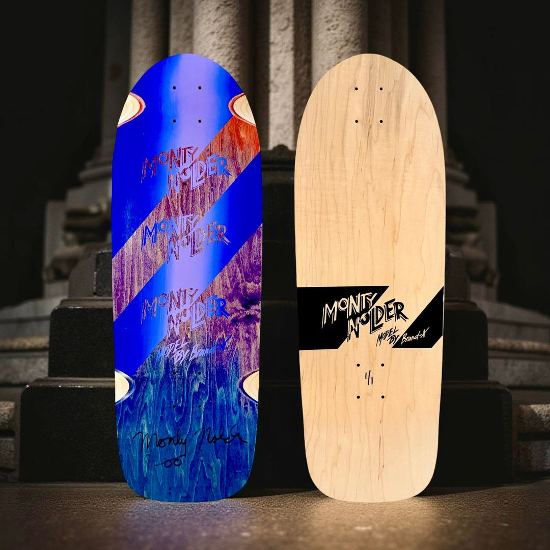 Monty Nolder Stripes ONE OF A KIND, HAND-PAINTED & AUTOGRPAHED Deck 10"x30" 1 of 1