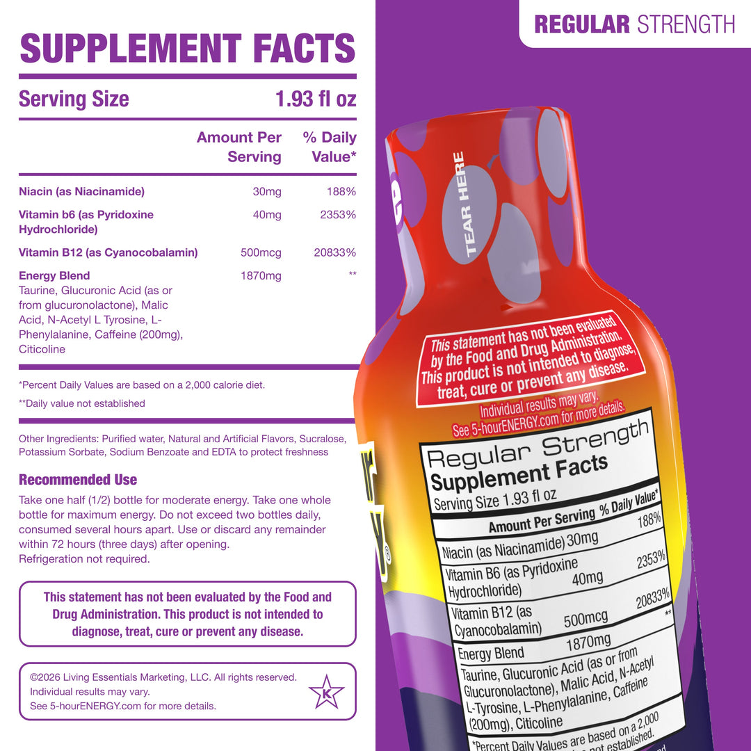 5-hour Energy Grape Flavor Regular Strength 5-hour ENERGY Shots