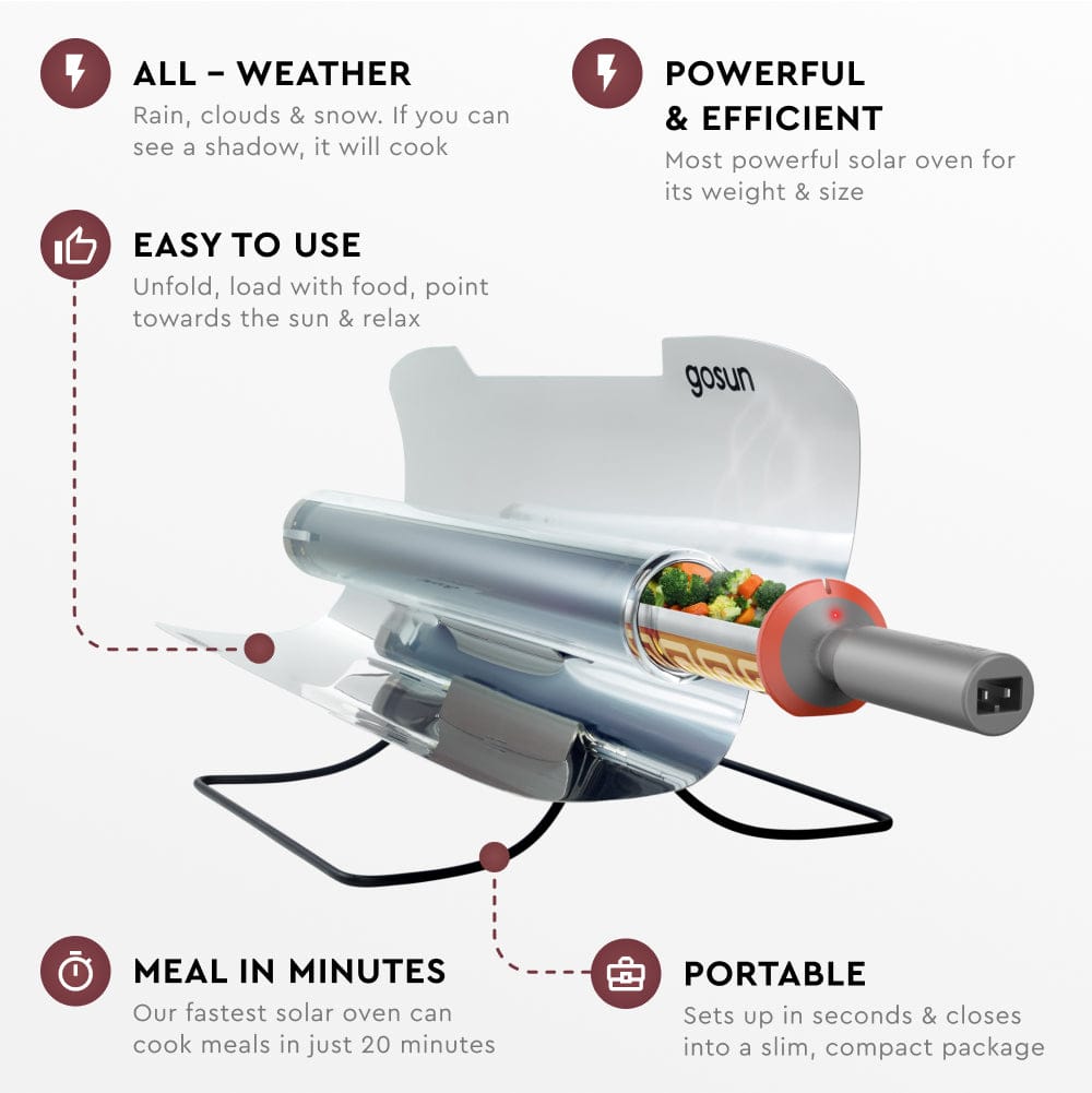 Sport-E Hybrid Solar Oven for Day and Night Cooking