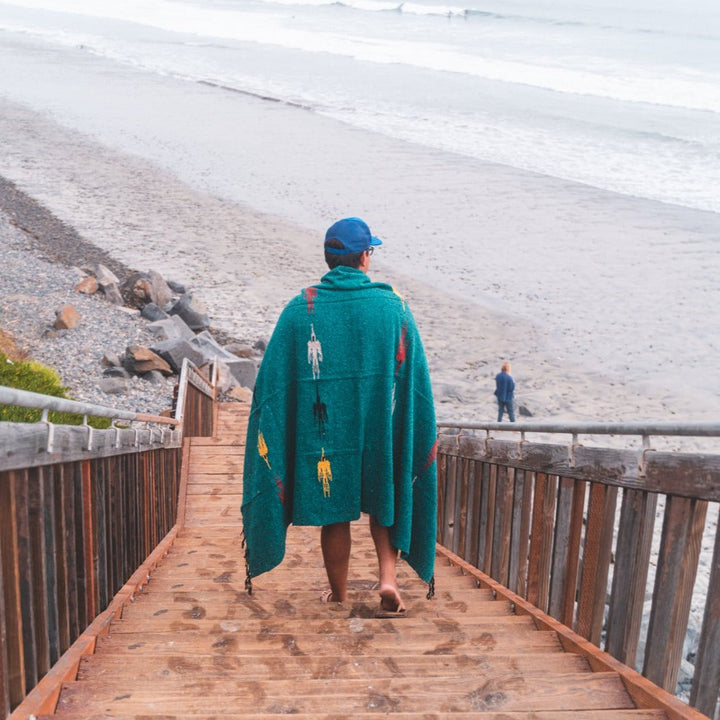 West Path Turquoise Green Baja Thunderbird Blanket