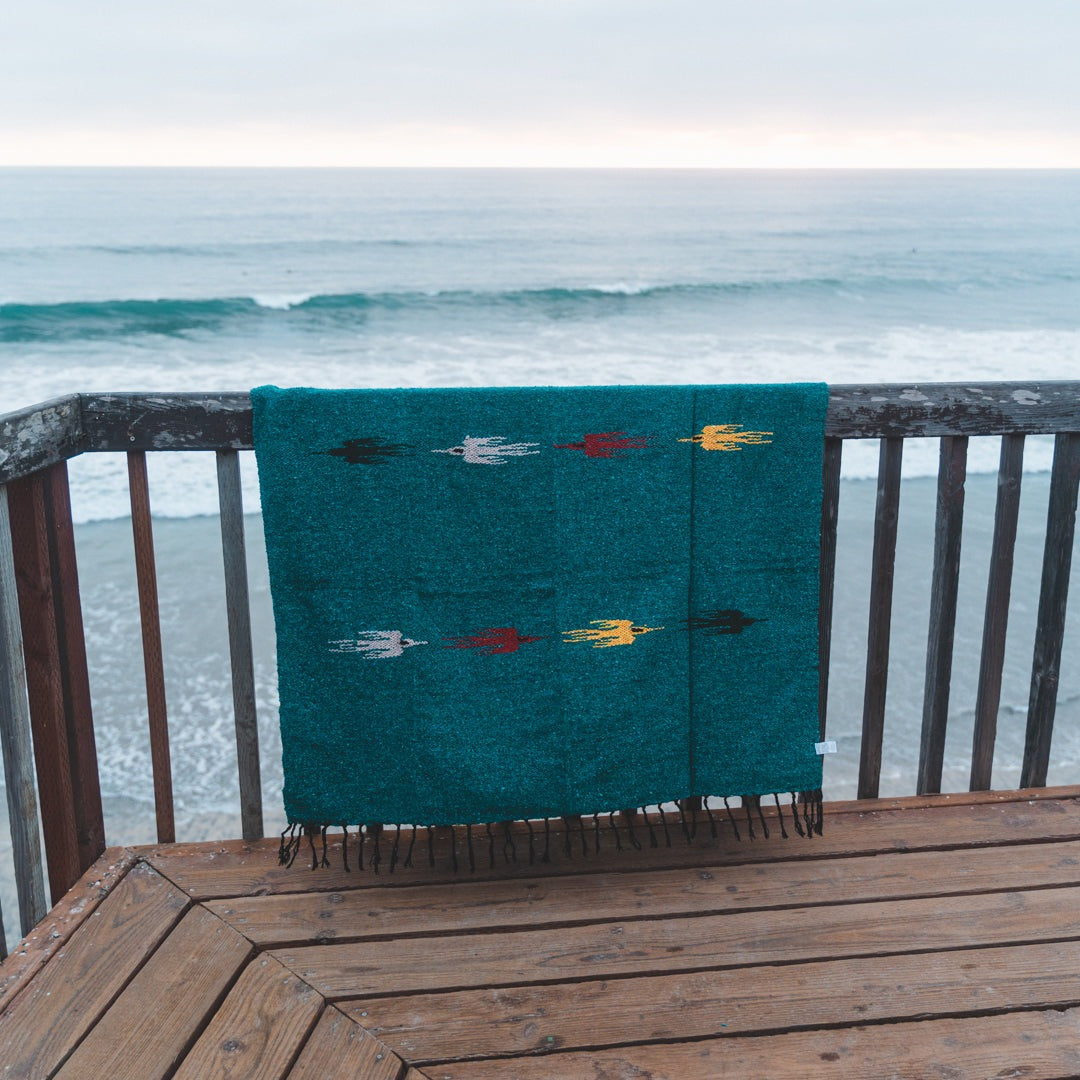 West Path Turquoise Green Baja Thunderbird Blanket