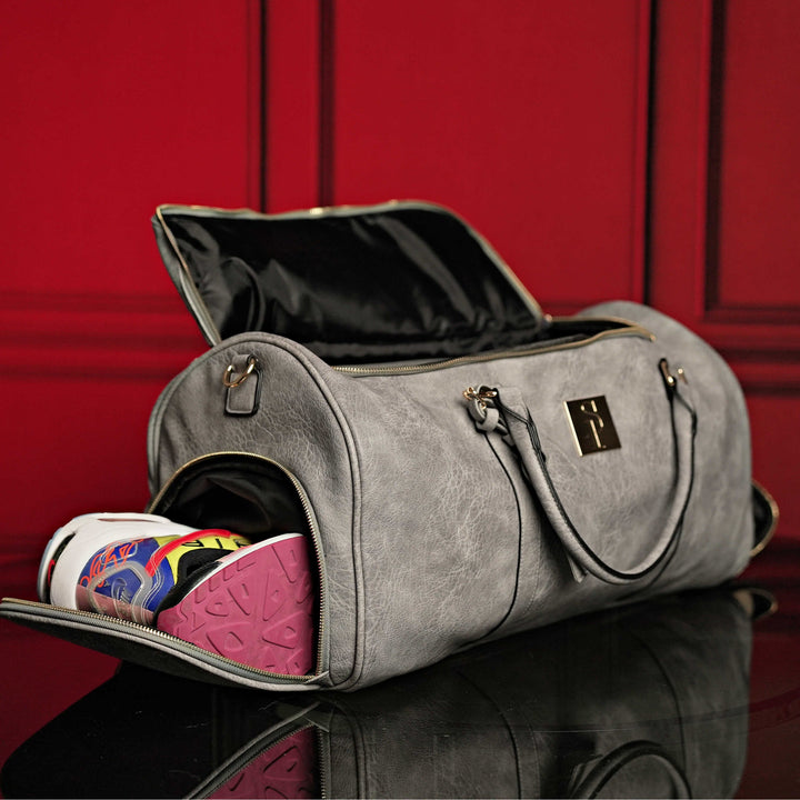 Sole Premise Grey Tumbled Luciano Leather Duffle Bag (New Weekender Design)