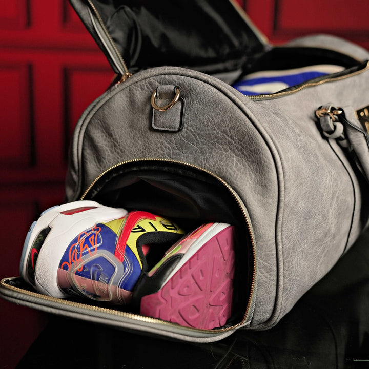 Sole Premise Grey Tumbled Luciano Leather Duffle Bag (New Weekender Design)