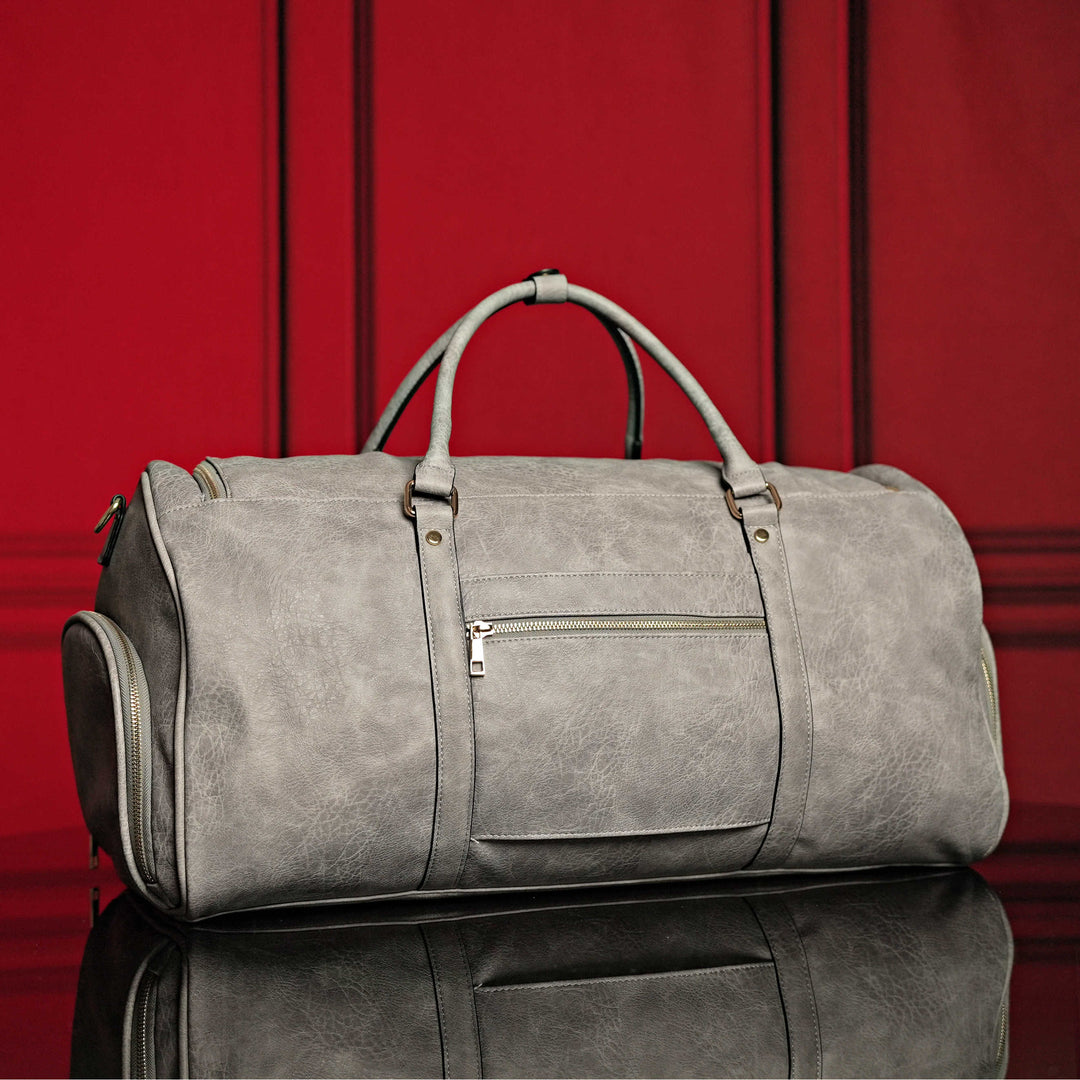 Sole Premise Grey Tumbled Luciano Leather Duffle Bag (New Weekender Design)