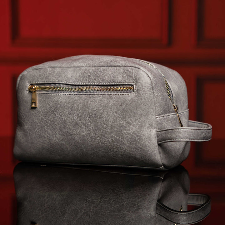 Sole Premise Grey Leather Toiletry Bag