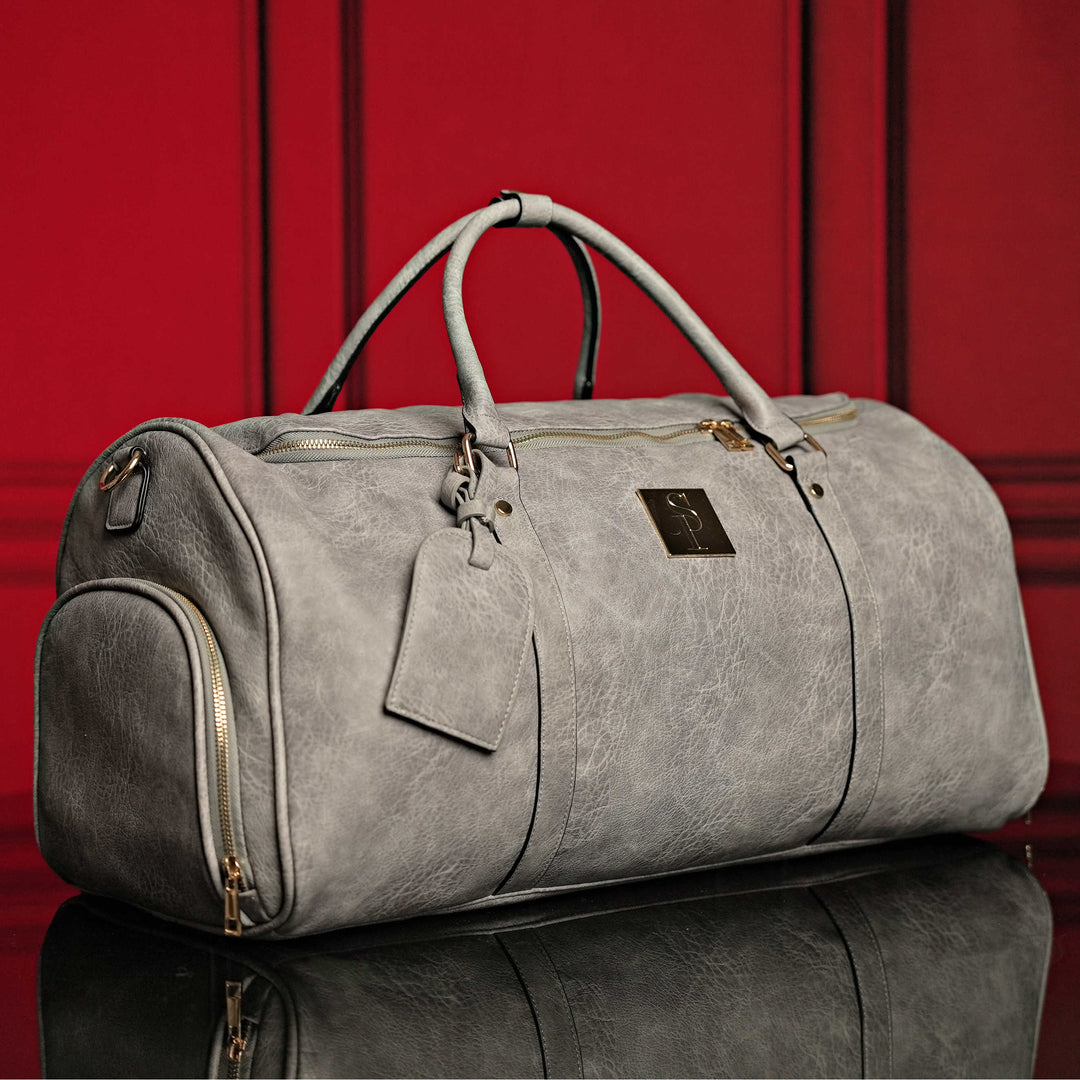 Sole Premise Grey Tumbled Luciano Leather Duffle Bag New Weekender Design