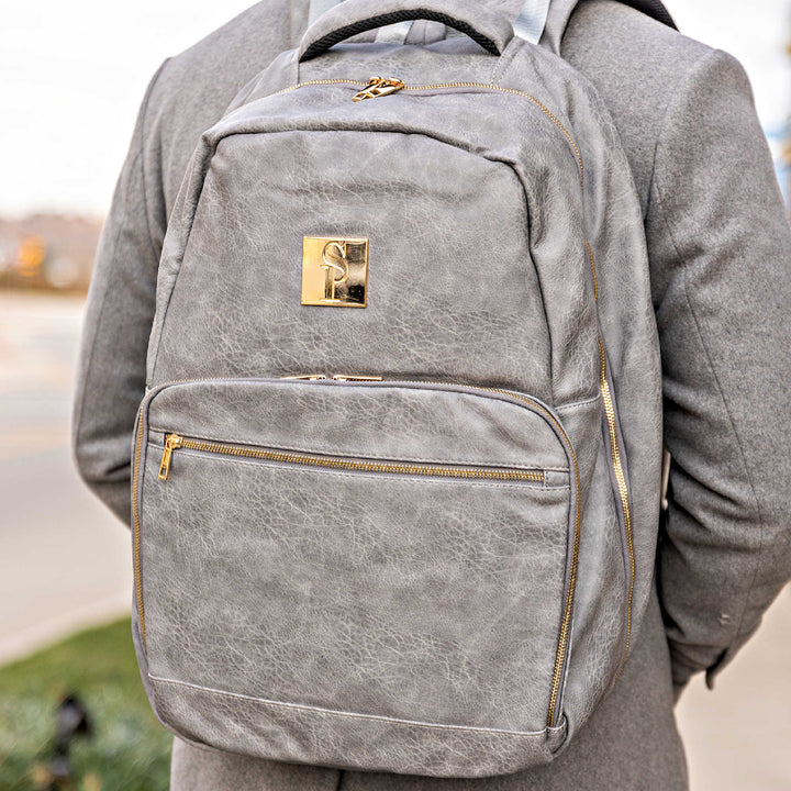 Sole Premise Grey Tumbled Leather Commuter Bag