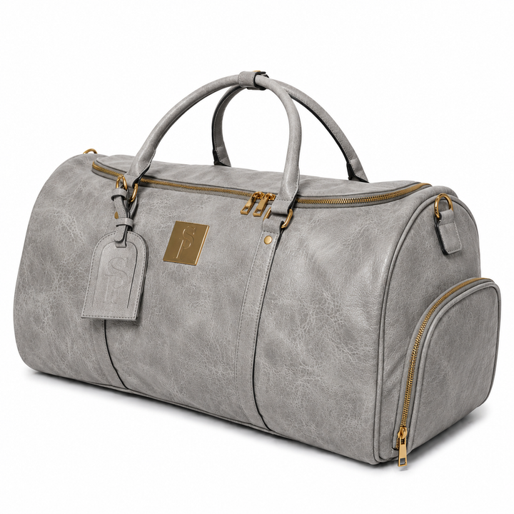Sole Premise Grey Tumbled Luciano Leather Duffle Bag (New Weekender Design)