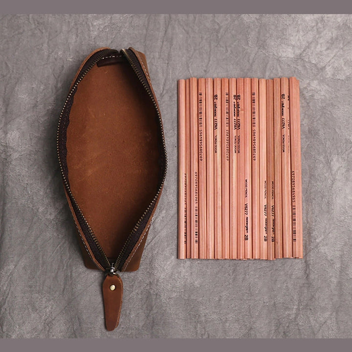 The Paavo Leather Pen Case | Leather Makeup Pouch