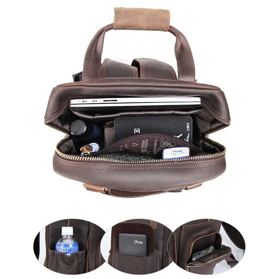The Gaetano | Large Leather Backpack Camera Bag with Tripod Holder