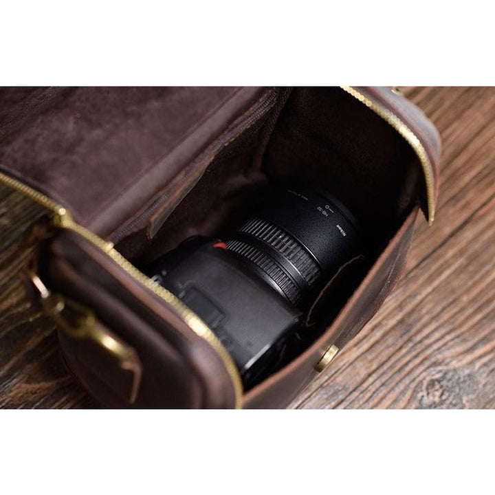 The Calista | Small Leather Camera Bag - Leather Camera Lens Case