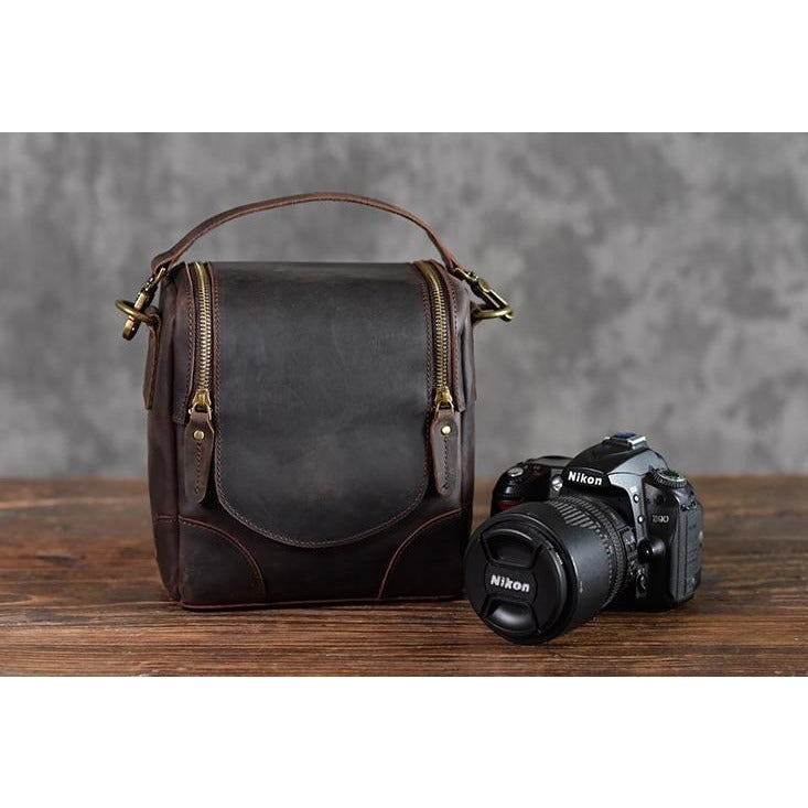 The Calista | Small Leather Camera Bag - Leather Camera Lens Case