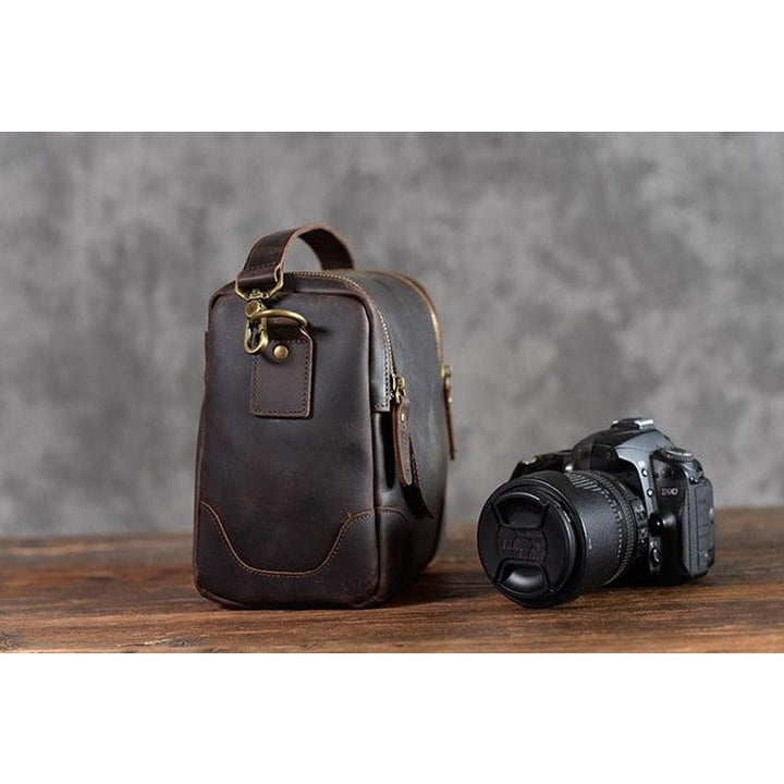 The Calista | Small Leather Camera Bag - Leather Camera Lens Case