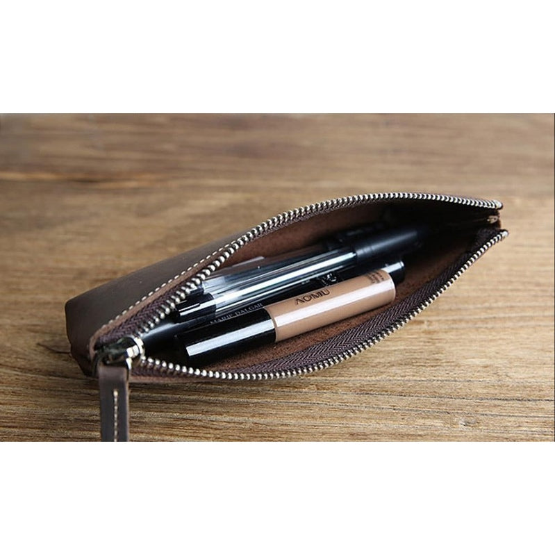 The Pallavi | Handmade Leather Pencil Case - Leather Makeup Bag