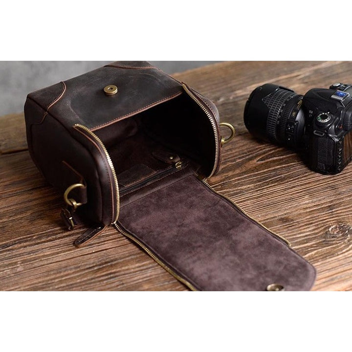 The Calista | Small Leather Camera Bag - Leather Camera Lens Case