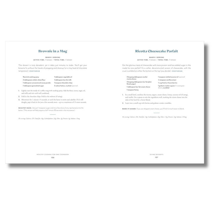 Healthy Cooking for One Cookbook: 75 Delicious Recipes Made Simple Spiral Bound